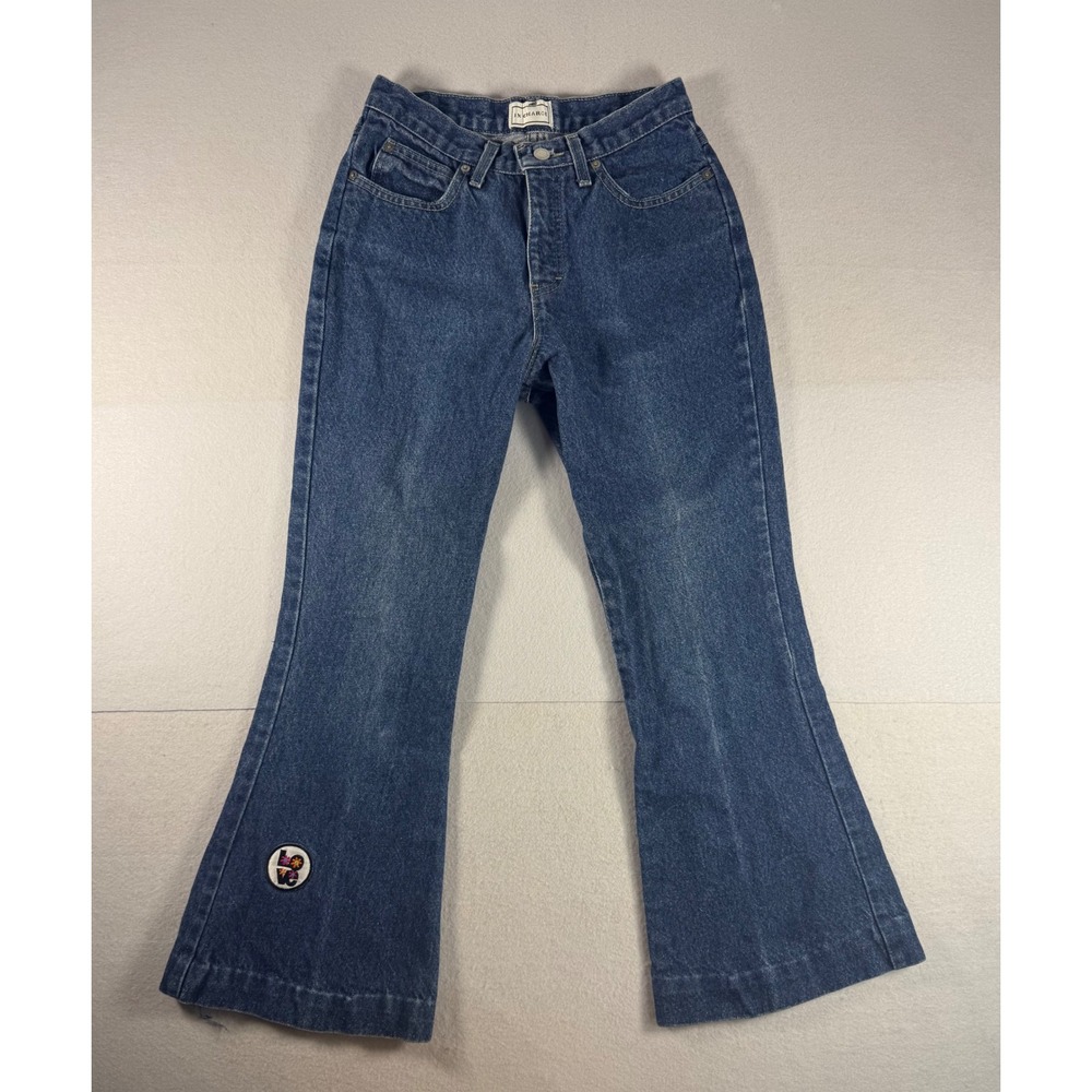 Vintage Y2K In Charge Flared Denim Jeans Embroidered Patch Made in USA Size 5